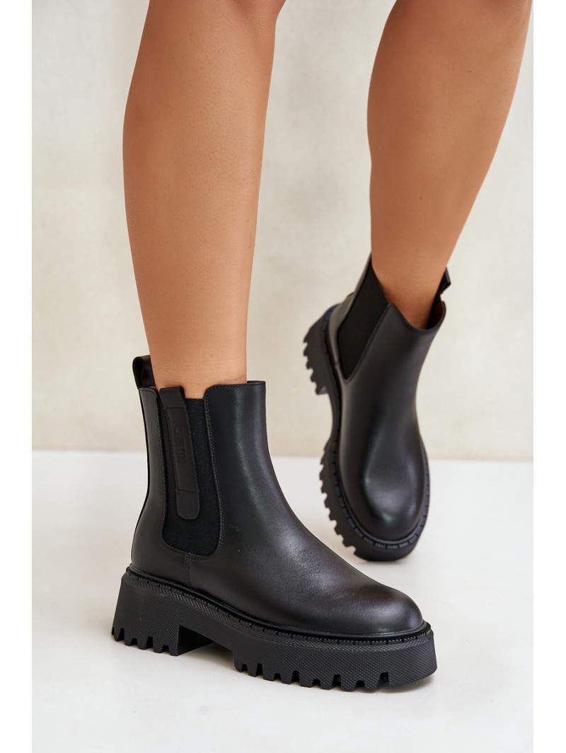 Leather Insulated Ankle Boots Women's Big Star OO274A386 Black