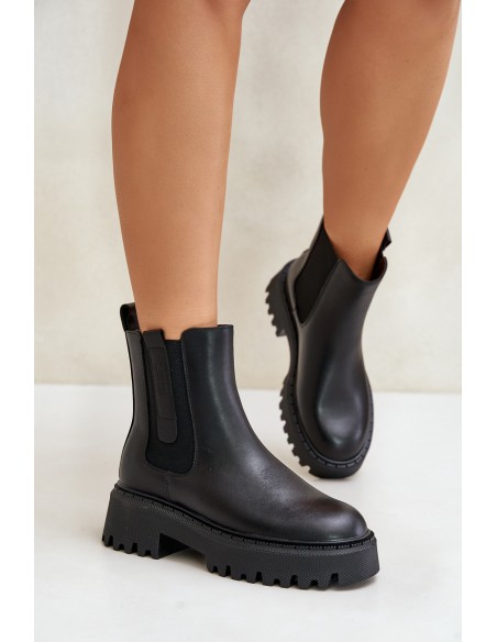 Leather Insulated Ankle Boots Women's Big Star OO274A386 Black