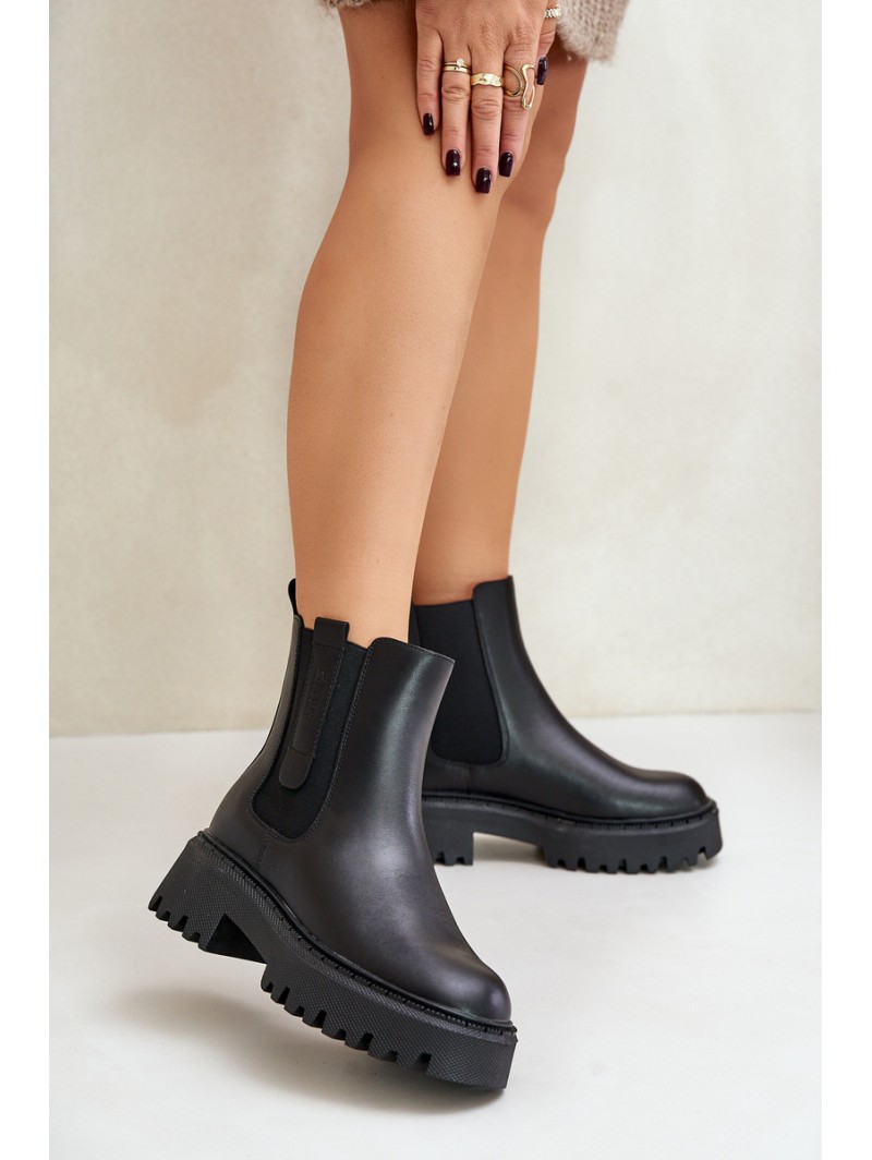 Leather Insulated Ankle Boots Women's Big Star OO274A386 Black