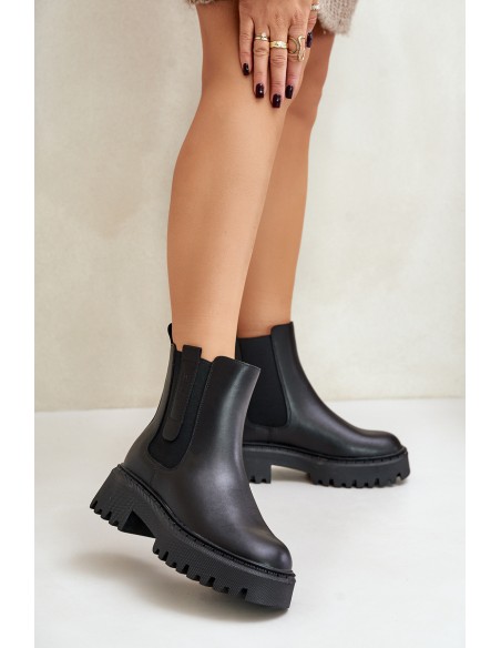 Leather Insulated Ankle Boots Women's Big Star OO274A386 Black