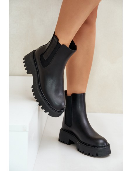Leather Insulated Ankle Boots Women's Big Star OO274A386 Black