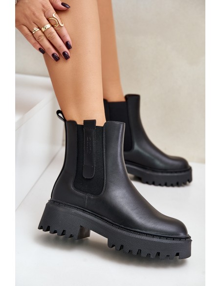 Leather Insulated Ankle Boots Women's Big Star OO274A386 Black