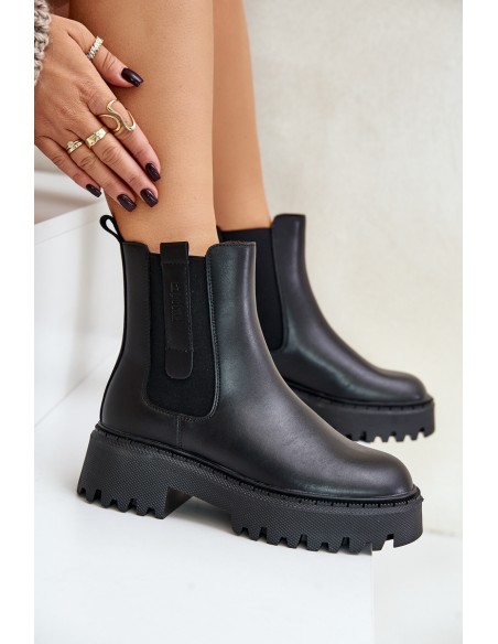 Leather Insulated Ankle Boots Women's Big Star OO274A386 Black