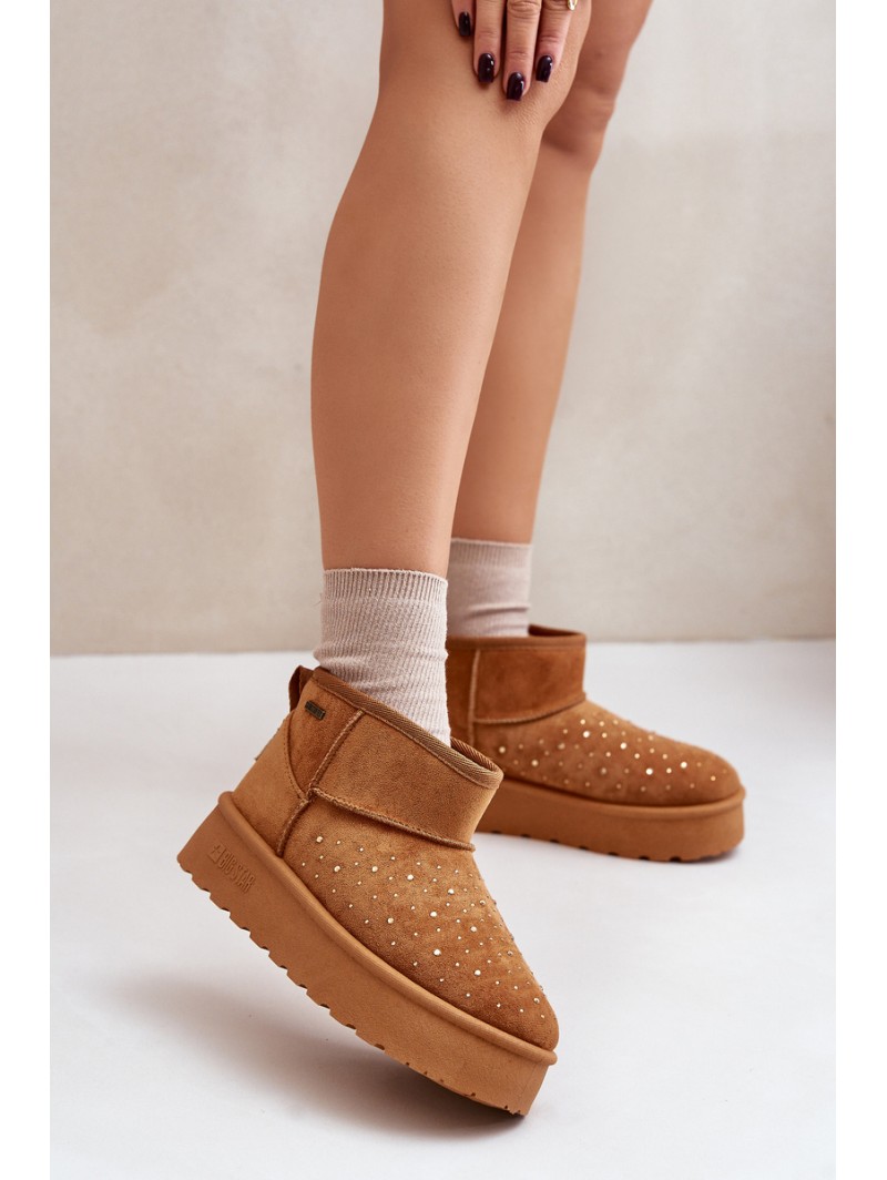 Snow boots with decoration on platform Big Star OO274A104 Camel