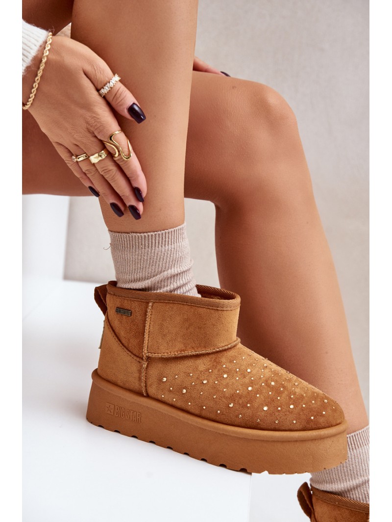 Snow boots with decoration on platform Big Star OO274A104 Camel
