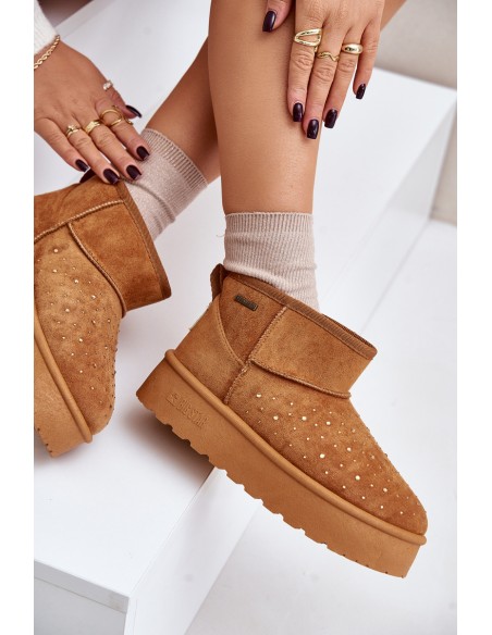 Snow boots with decoration on platform Big Star OO274A104 Camel
