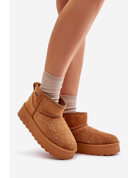 Snow boots with decoration on platform Big Star OO274A104 Camel