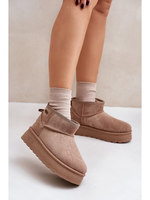 Low snow boots on platform Big Star OO274A100 beige 2
