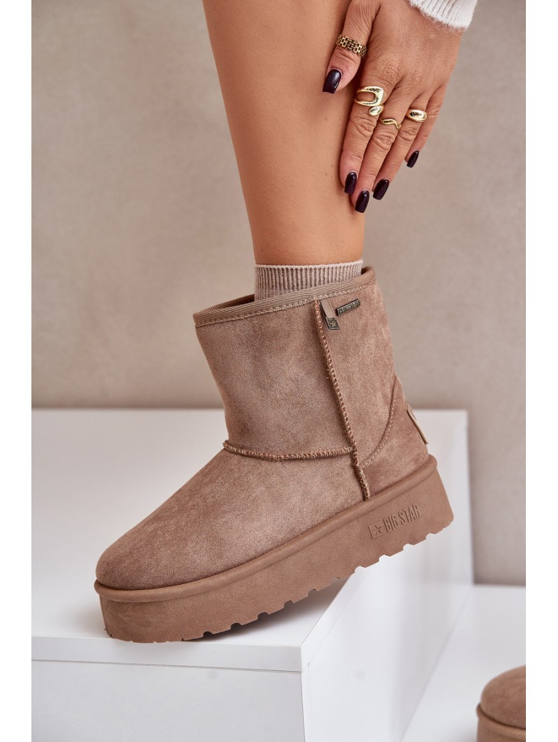 High Women's Snow Boots on Platform Big Star OO274A097 Beige