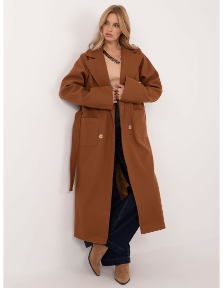 Płaszcz-LK-PL-509786.99-jasny brązowy
