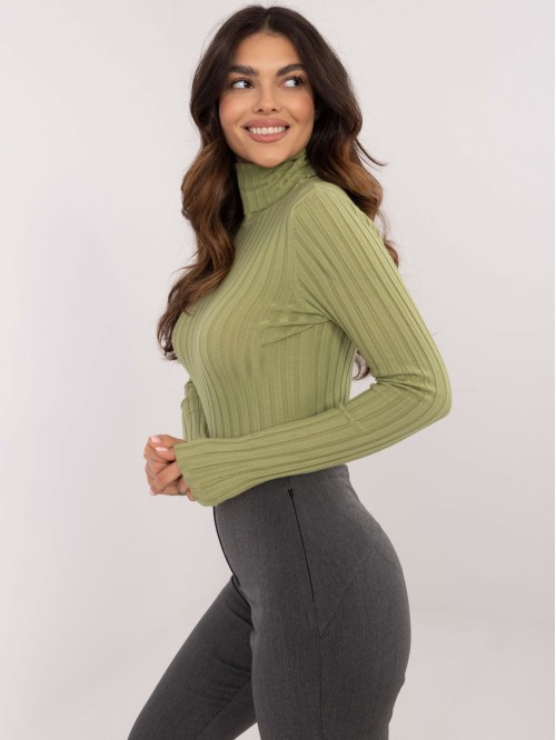 Stulpelių rašto megztinis su golfo apykakle 2