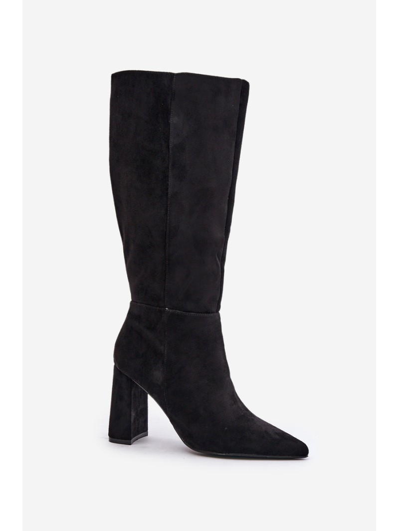 Knee High Block Heels Black Lannetea