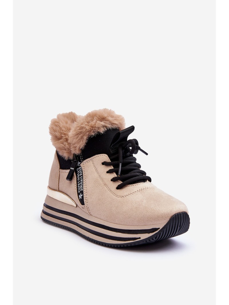 Fur Platform Sport Shoes Beige Jamarie