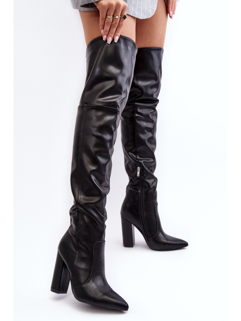 Women's High Boots Over The Knee On Heel Black Jeine