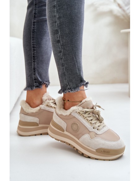 Womens Insulated Platform Sneakers Big Star OO274A214 Beige