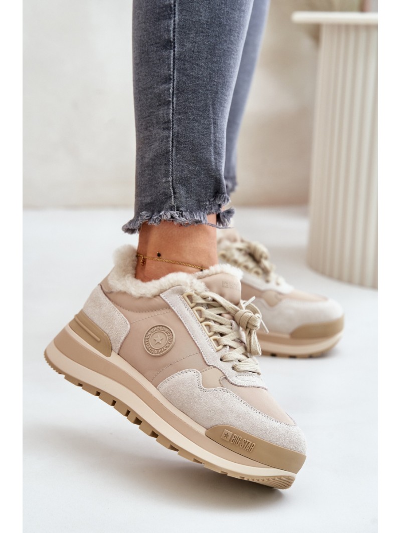 Womens Insulated Platform Sneakers Big Star OO274A214 Beige