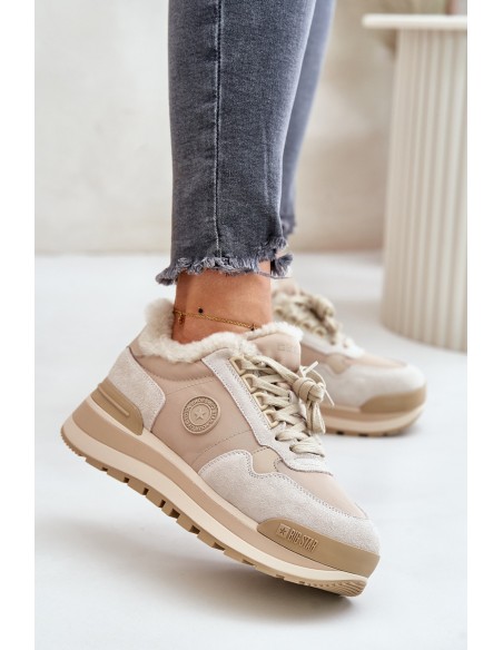 Womens Insulated Platform Sneakers Big Star OO274A214 Beige