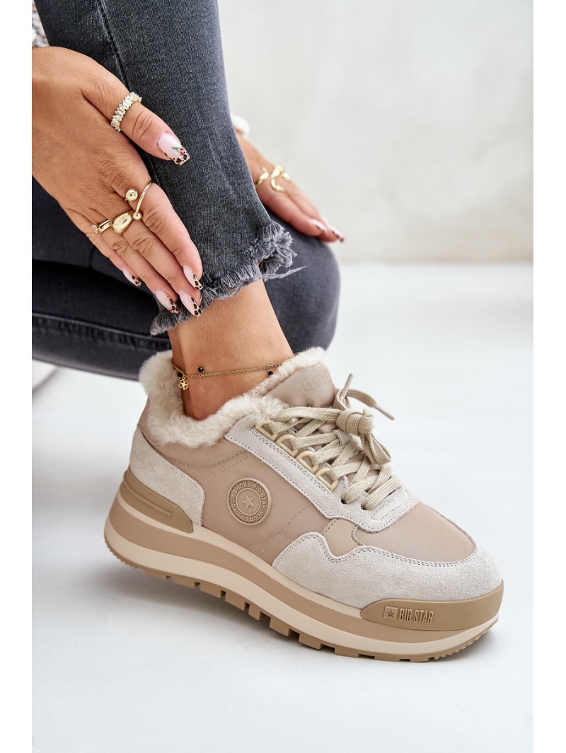 Womens Insulated Platform Sneakers Big Star OO274A214 Beige