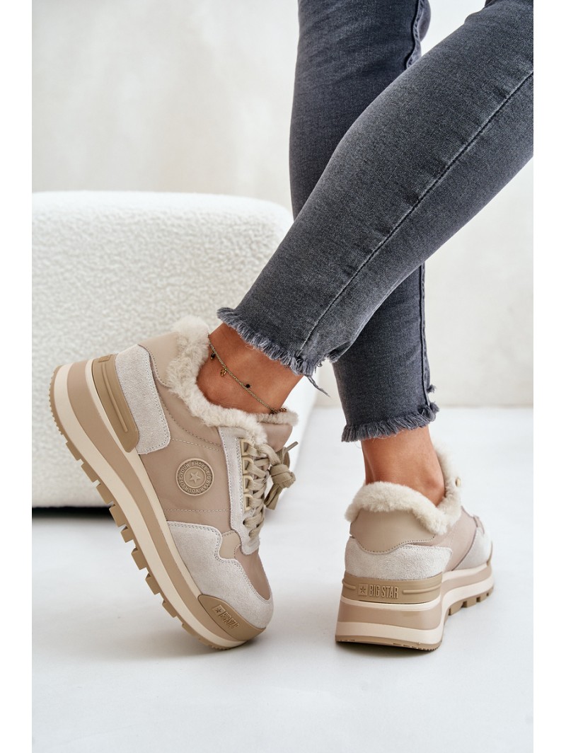 Womens Insulated Platform Sneakers Big Star OO274A214 Beige