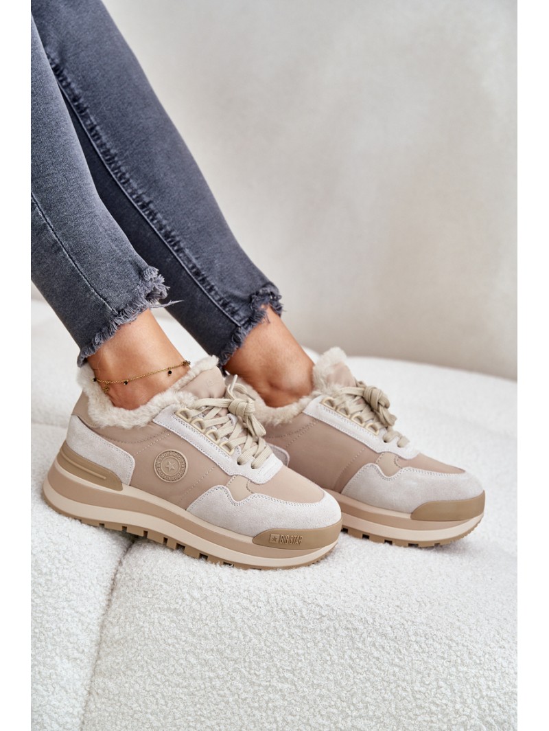 Womens Insulated Platform Sneakers Big Star OO274A214 Beige