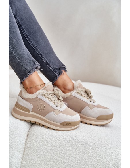 Womens Insulated Platform Sneakers Big Star OO274A214 Beige