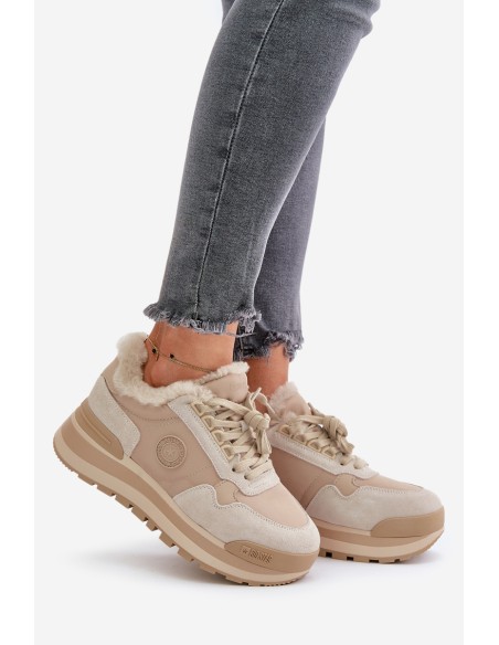 Womens Insulated Platform Sneakers Big Star OO274A214 Beige