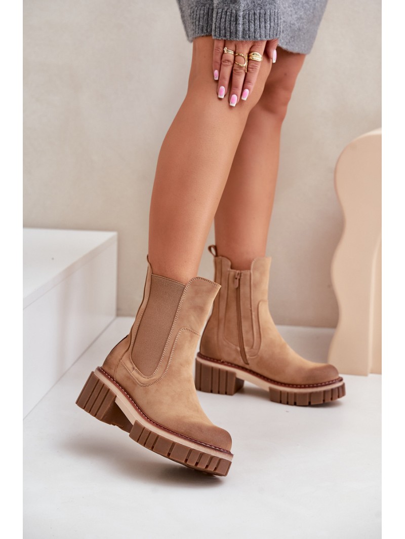 Ankle Boots With Zip Insulated Camel Linneviae