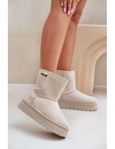 High women's snow boots on a platform Big Star OO274897 light beige