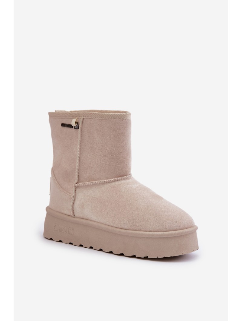 High women's snow boots on a platform Big Star OO274897 light beige