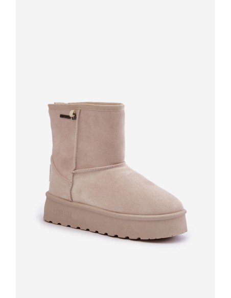 High women's snow boots on a platform Big Star OO274897 light beige