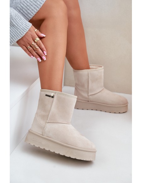 High women's snow boots on a platform Big Star OO274897 light beige