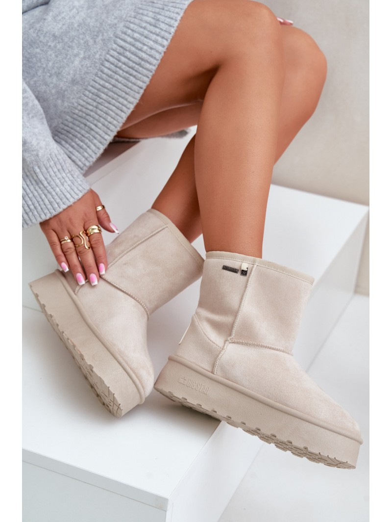 High women's snow boots on a platform Big Star OO274897 light beige