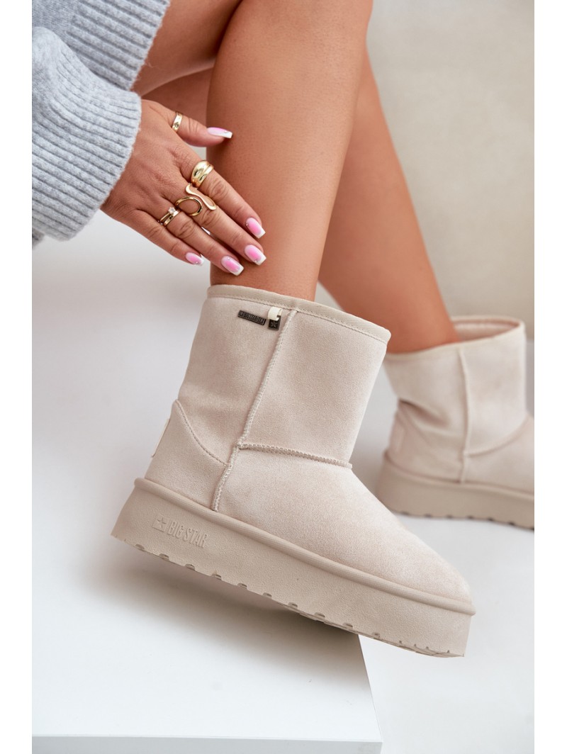 High women's snow boots on a platform Big Star OO274897 light beige