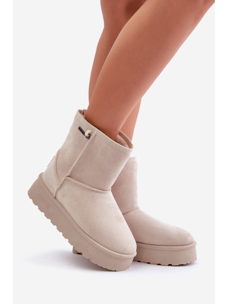 High women's snow boots on a platform Big Star OO274897 light beige