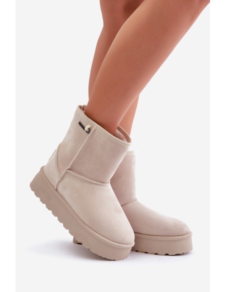 High women's snow boots on a platform Big Star OO274897 light beige