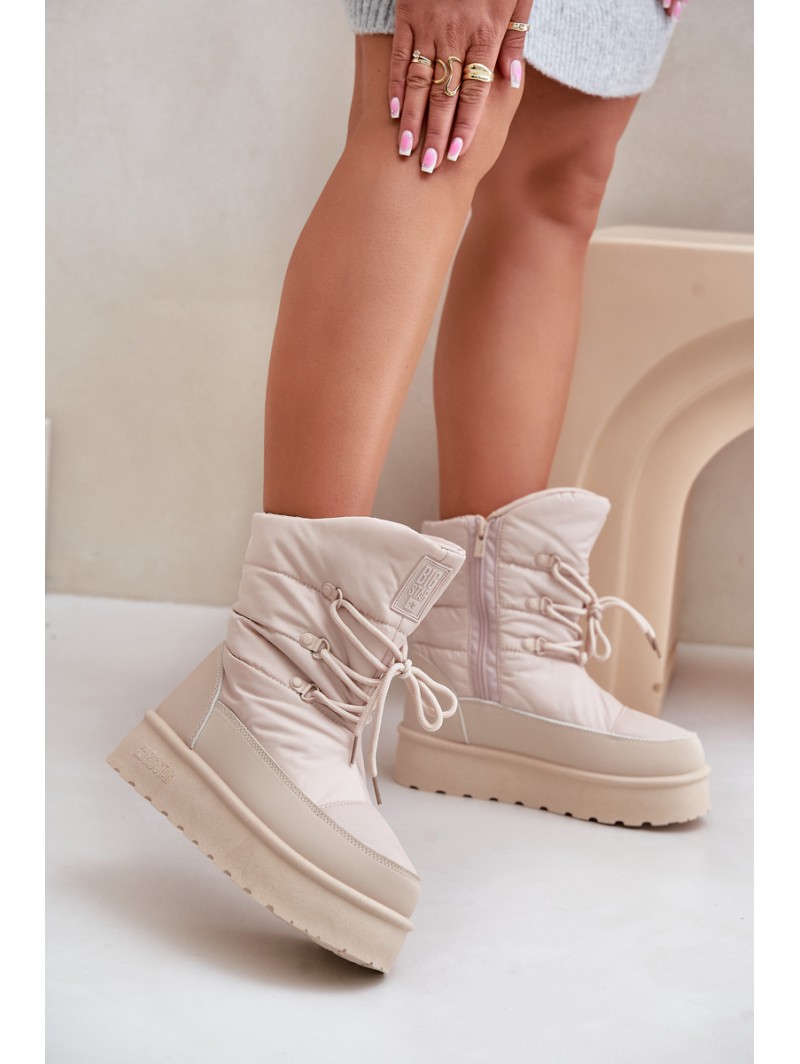 Snow Boots On Platform With Zipper Big Star OO274885 Beige