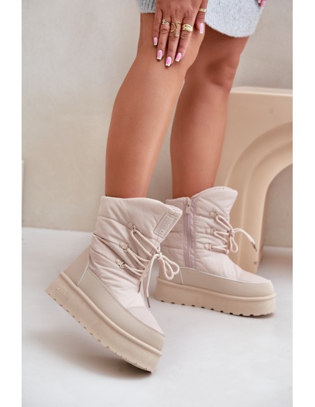 Snow Boots On Platform With Zipper Big Star OO274885 Beige