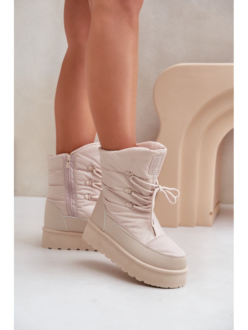Snow Boots On Platform With Zipper Big Star OO274885 Beige