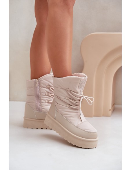 Snow Boots On Platform With Zipper Big Star OO274885 Beige