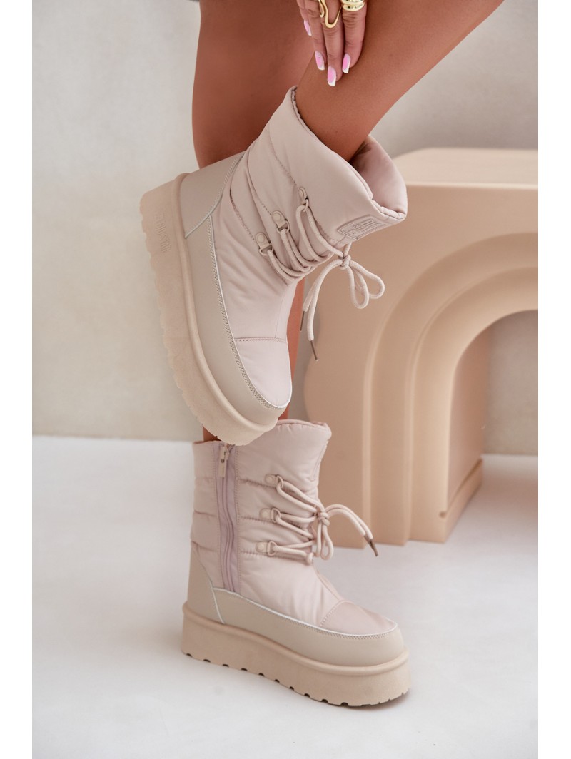 Snow Boots On Platform With Zipper Big Star OO274885 Beige