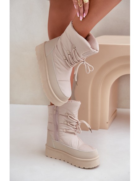 Snow Boots On Platform With Zipper Big Star OO274885 Beige