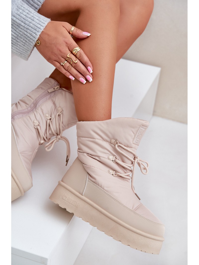 Snow Boots On Platform With Zipper Big Star OO274885 Beige