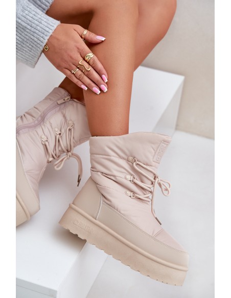 Snow Boots On Platform With Zipper Big Star OO274885 Beige