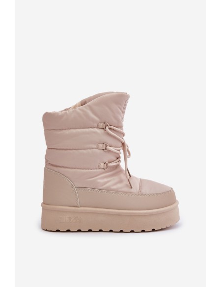 Snow Boots On Platform With Zipper Big Star OO274885 Beige