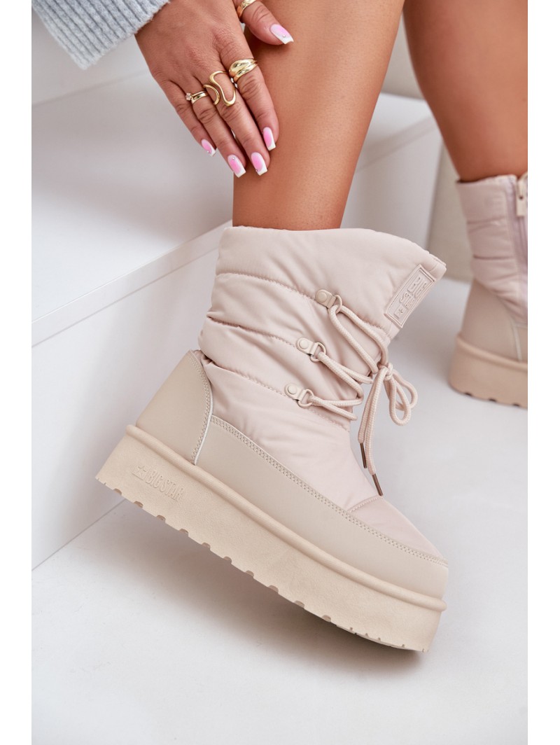 Snow Boots On Platform With Zipper Big Star OO274885 Beige