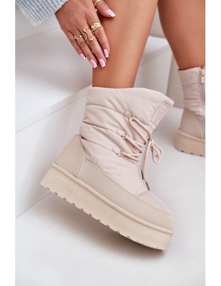 Snow Boots On Platform With Zipper Big Star OO274885 Beige