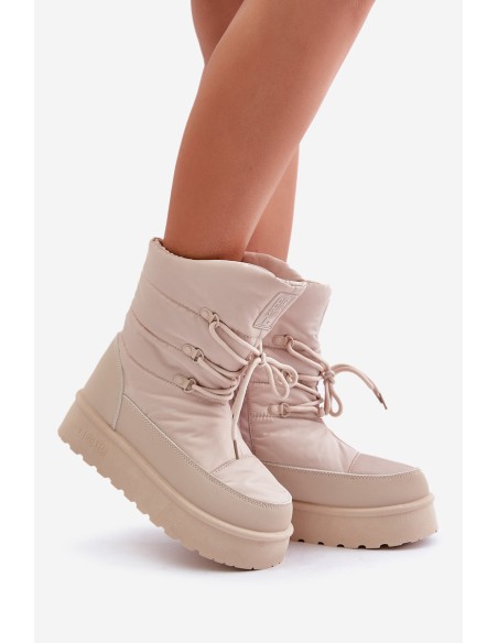 Snow Boots On Platform With Zipper Big Star OO274885 Beige
