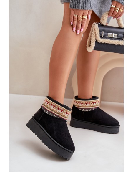 Women's Snow Boots With Pattern On Platform Black Avatharia