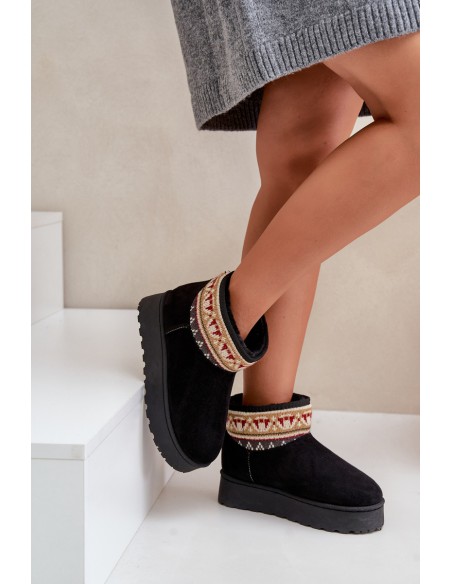 Women's Snow Boots With Pattern On Platform Black Avatharia
