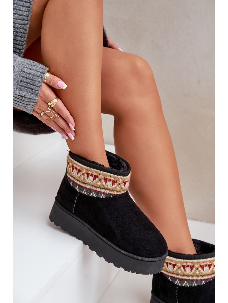 Women's Snow Boots With Pattern On Platform Black Avatharia